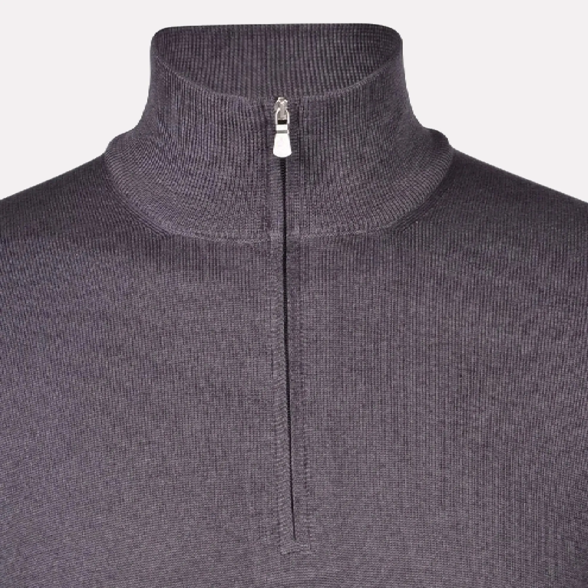 Italian Made Merino Wool Quarter Zip Mock / Anthracite