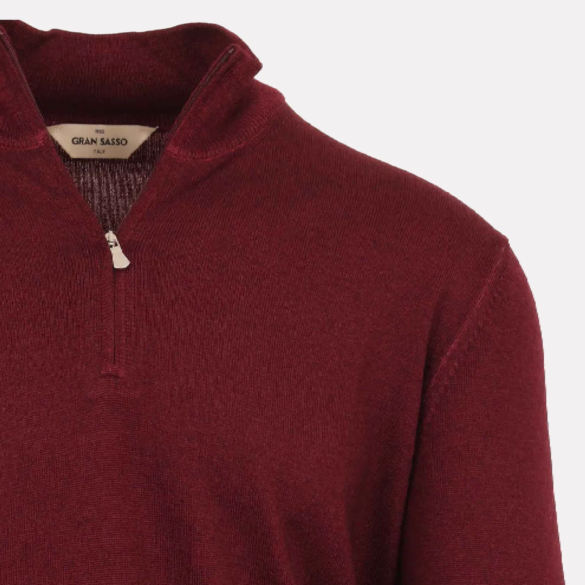 Italian Made Merino Wool Quarter Zip Mock / Burgundy