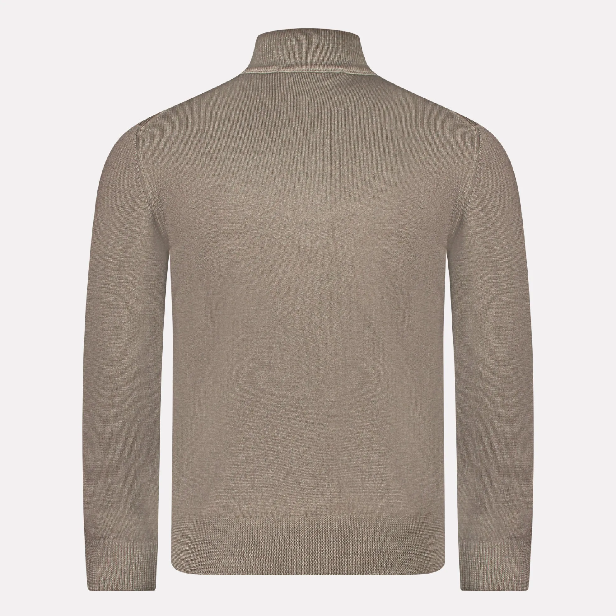 Italian Made Merino Wool Quarter Zip Mock / Hazel Nut