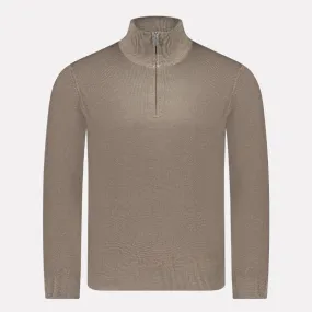 Italian Made Merino Wool Quarter Zip Mock / Hazel Nut