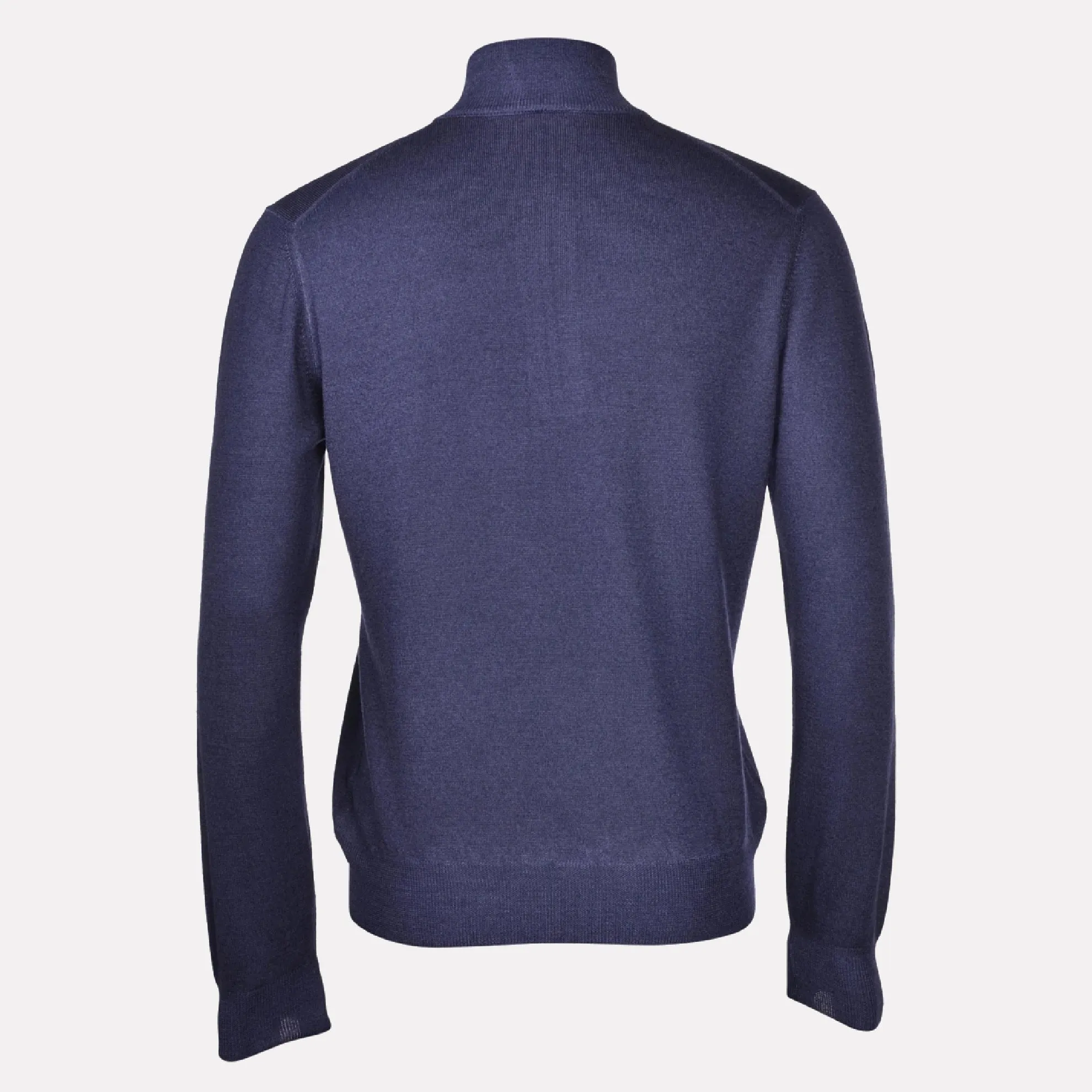 Italian Made Merino Wool Quarter Zip Mock / Hi Blue