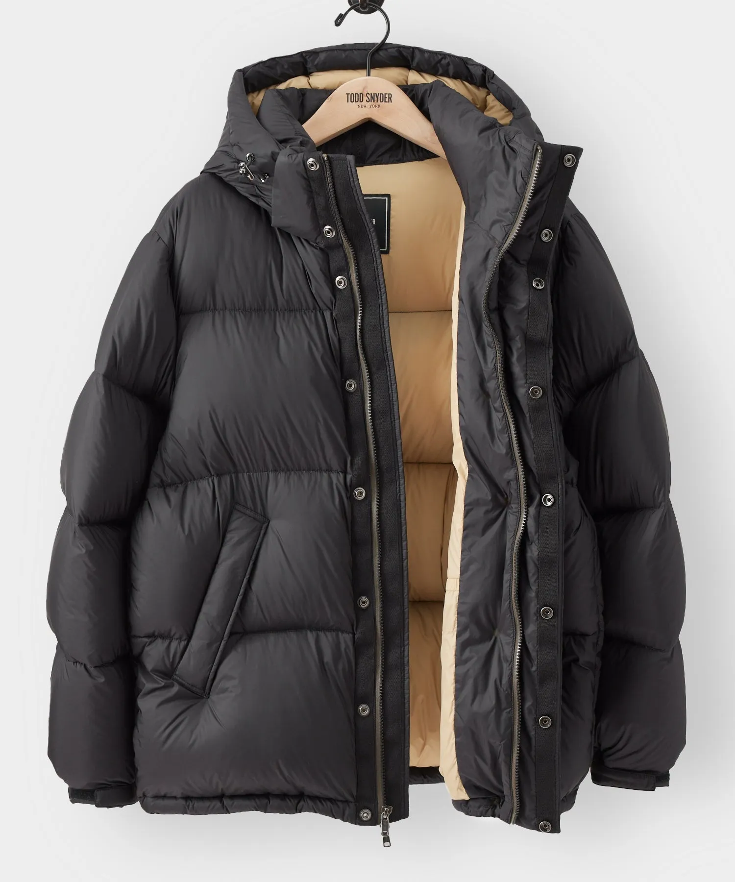 Italian Short Tech Down Parka in Black