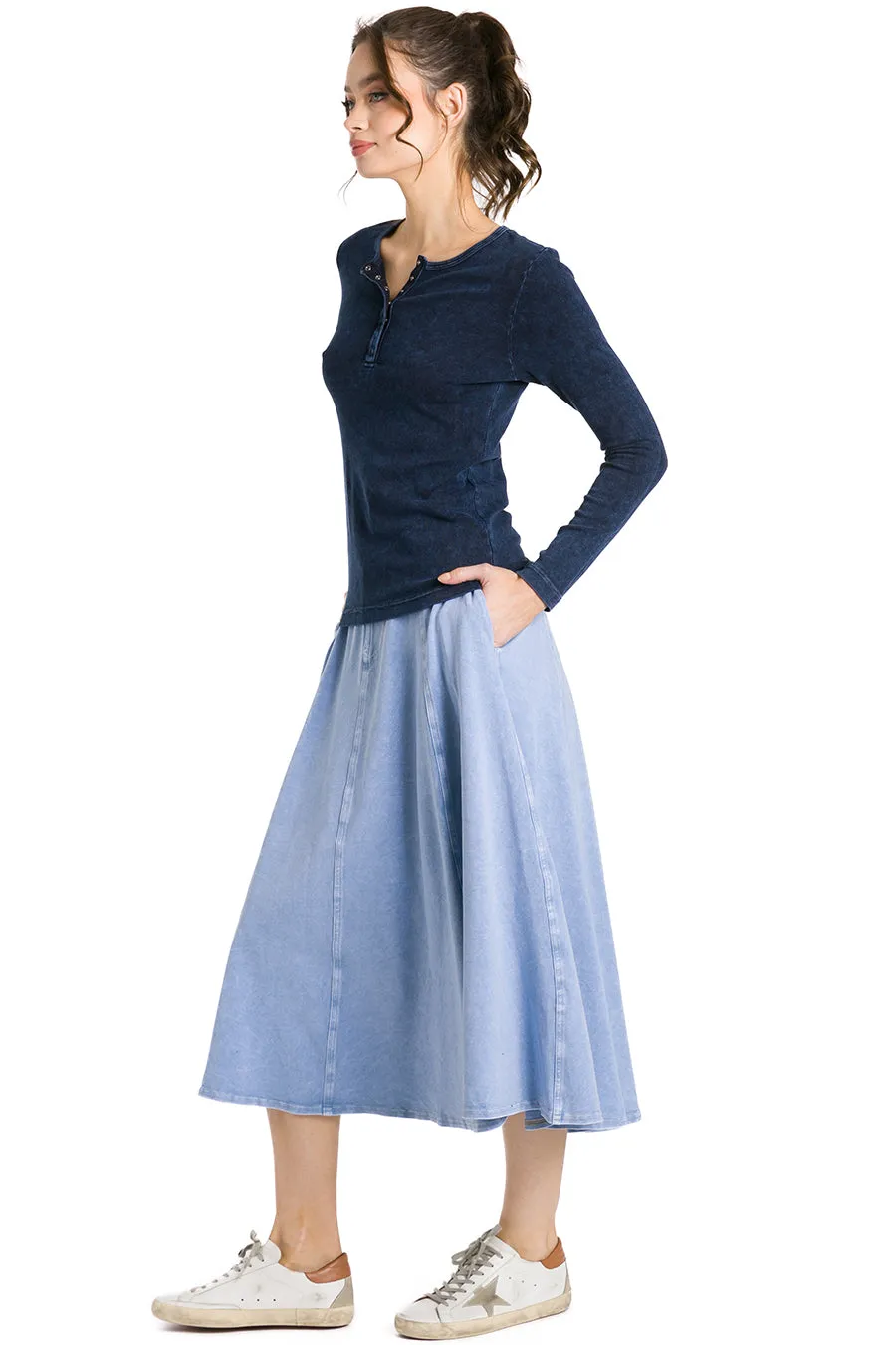 Jean Panel Midi Skirt