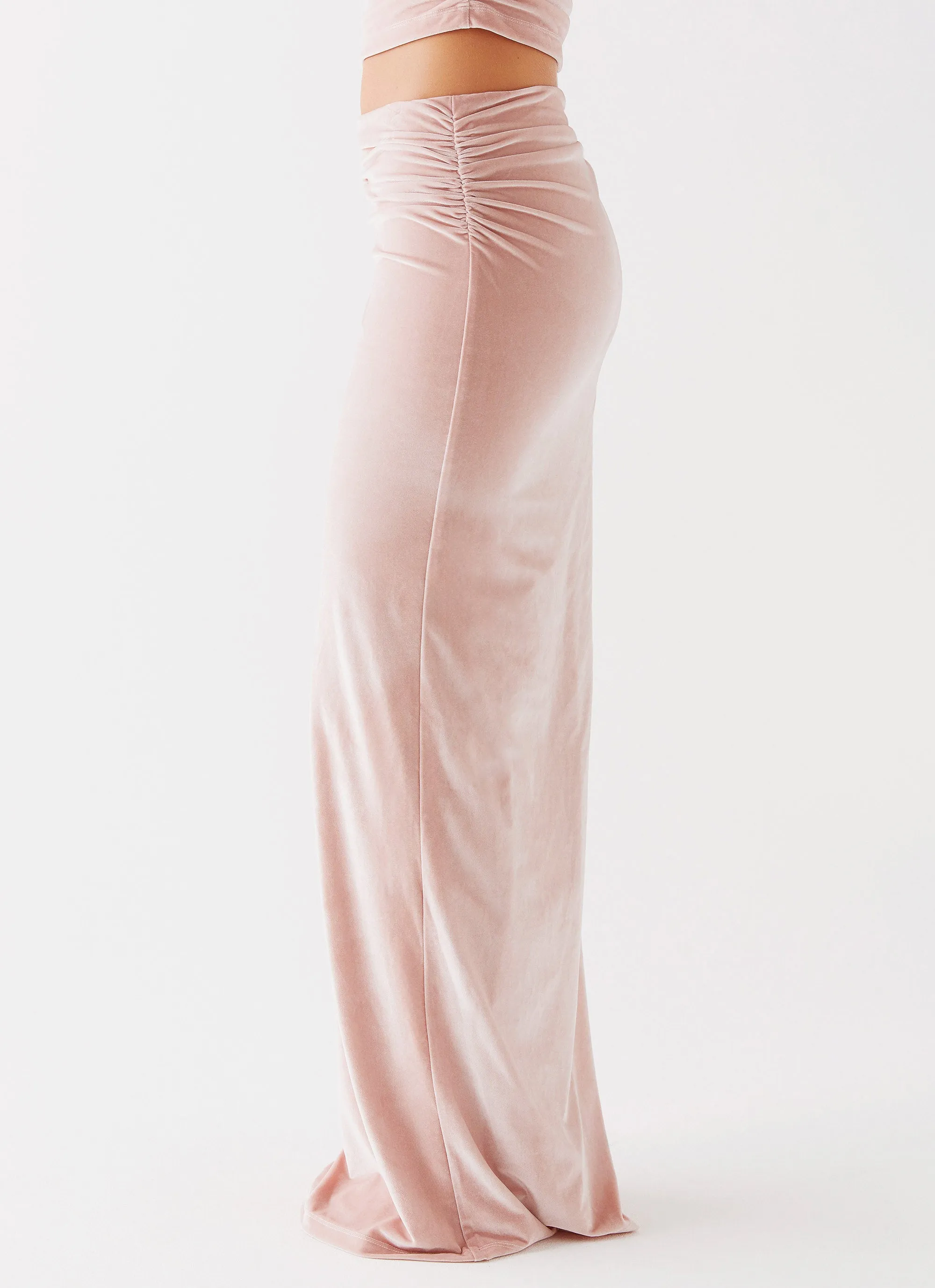 Josie Velvet Maxi Skirt - Pink