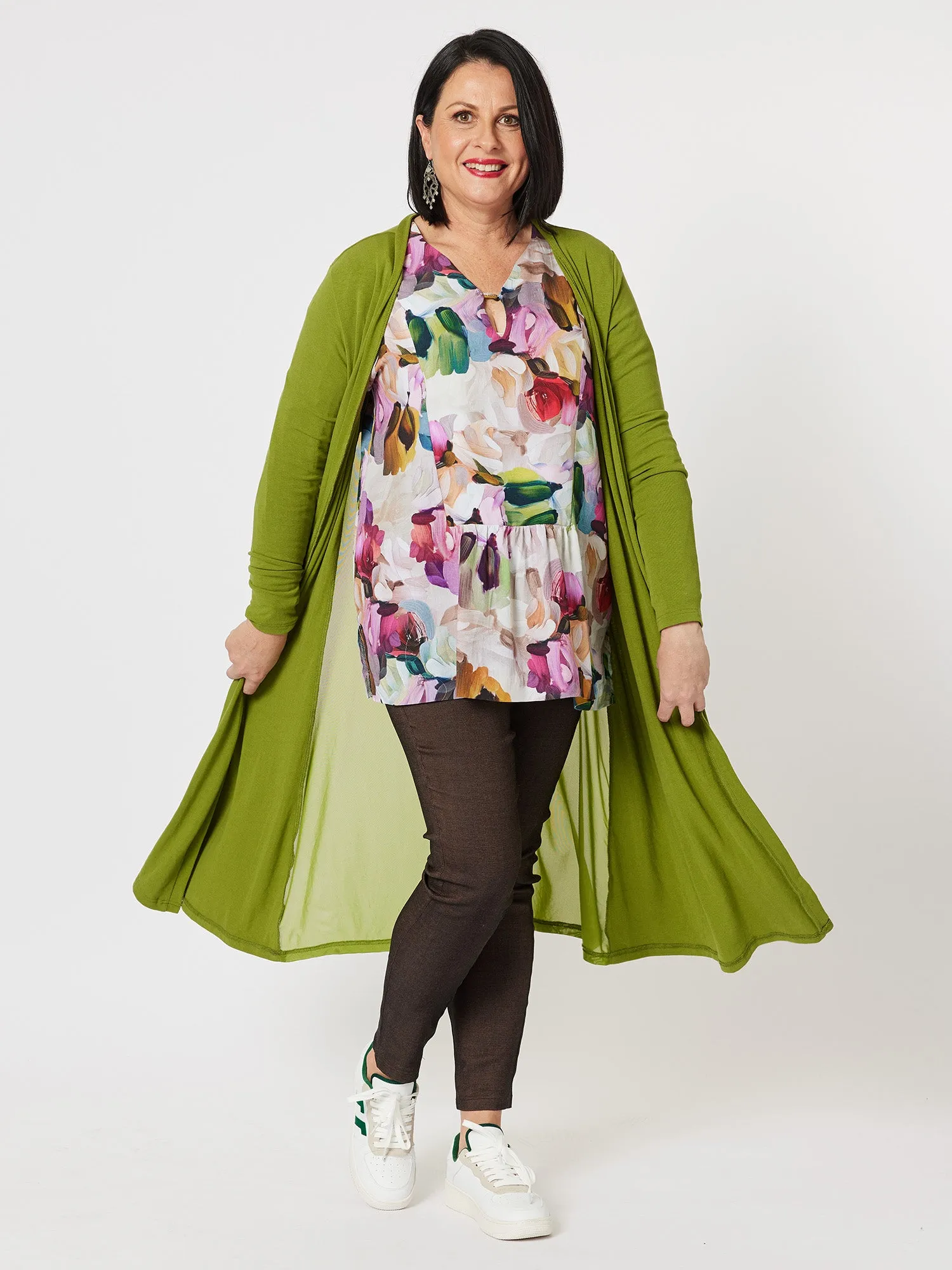 Juli Longline Cardigan - Chartreuse