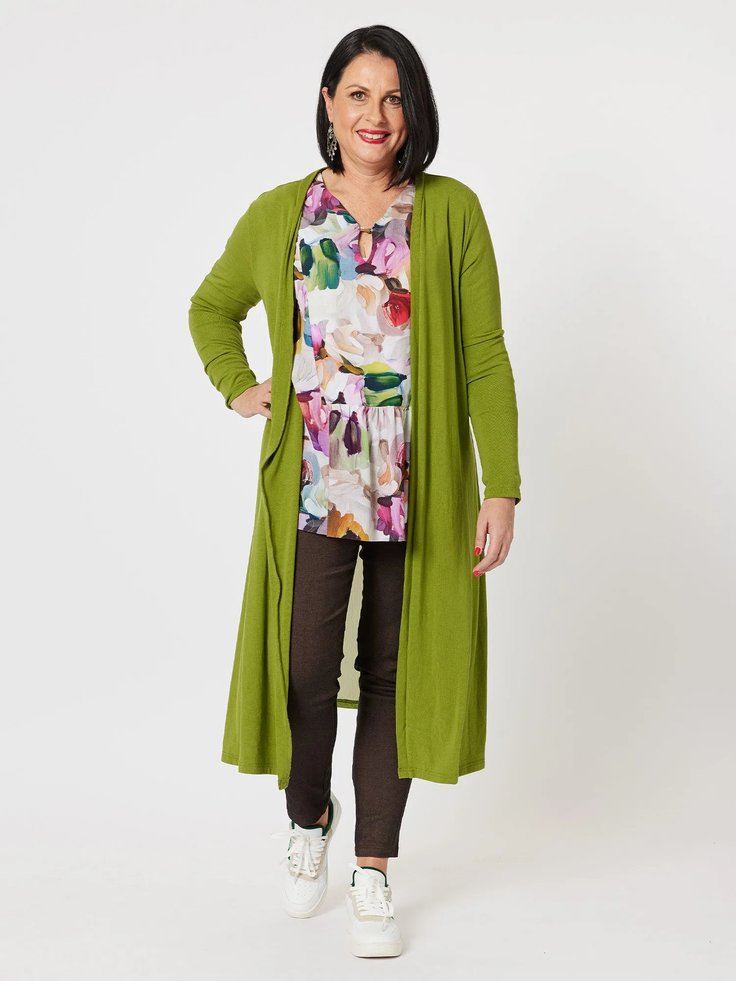 Juli Longline Cardigan - Chartreuse