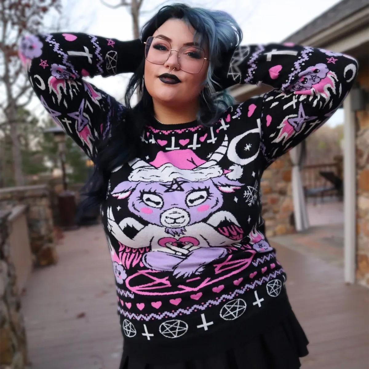 Kawaii Baphomet Knit Christmas Sweater