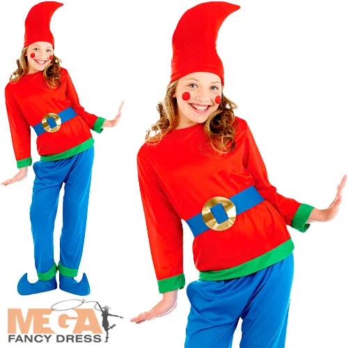 Kids Blue Dwarf Gnome Elf Fancy Dress Christmas Costume