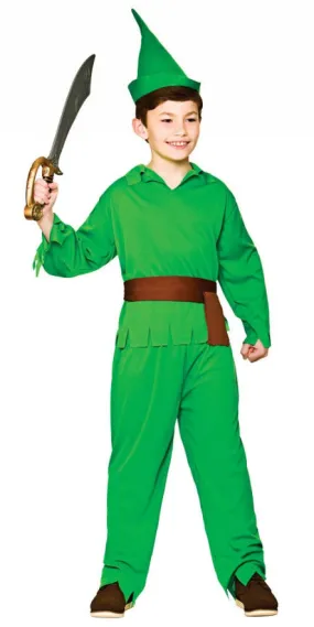 Kids Robin Hood Lost Boy Fairy Tale Elf World Book Day Fancy Dress Costume