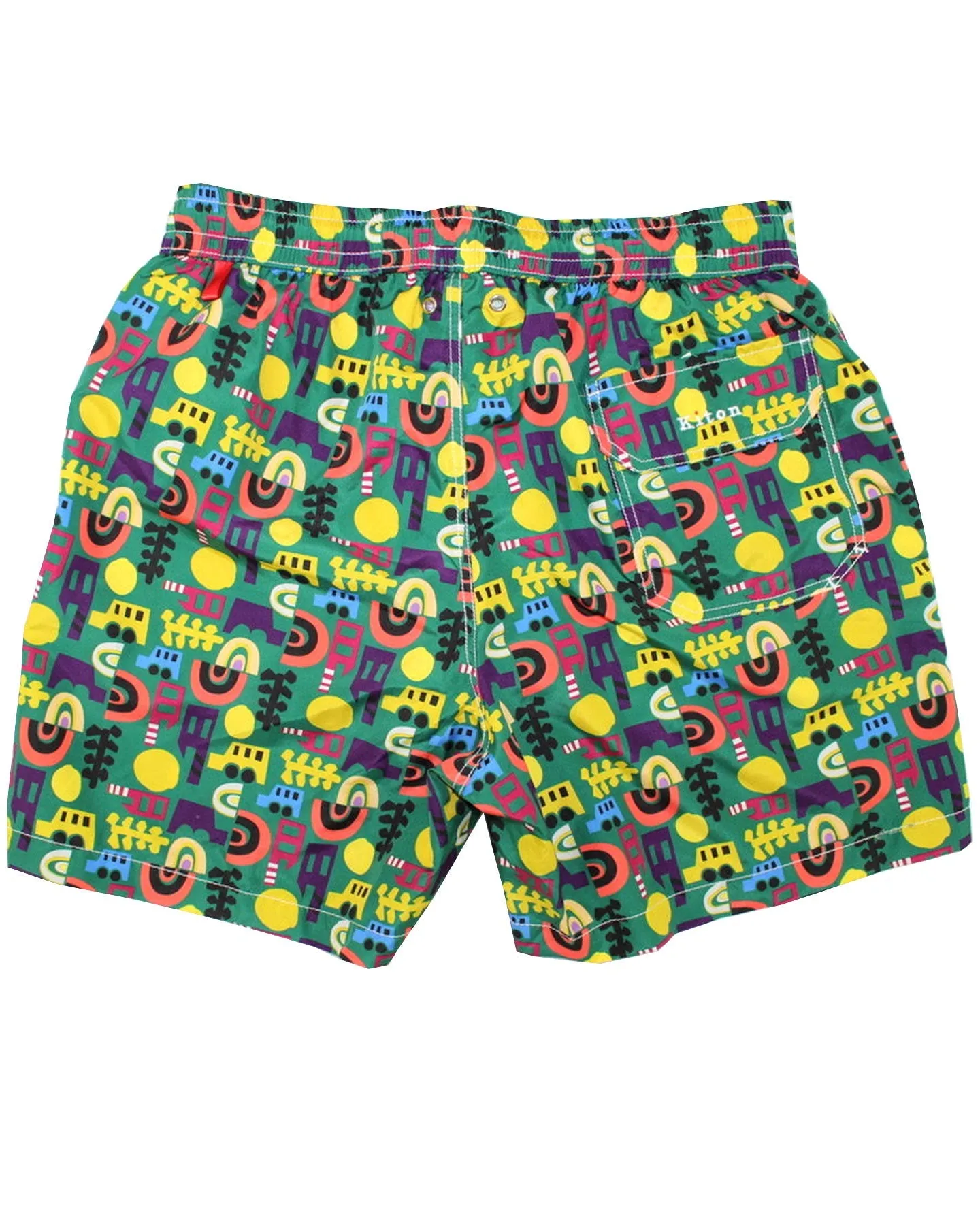 Kiton Swim Shorts S Green Novelty - Men Swimwear SALE