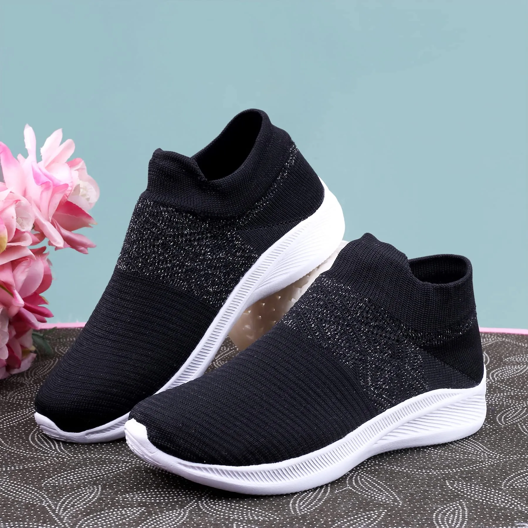 Kraasa Slip On Sneakers for Women | Latest Trend Women Casual Shoes Black UK 4