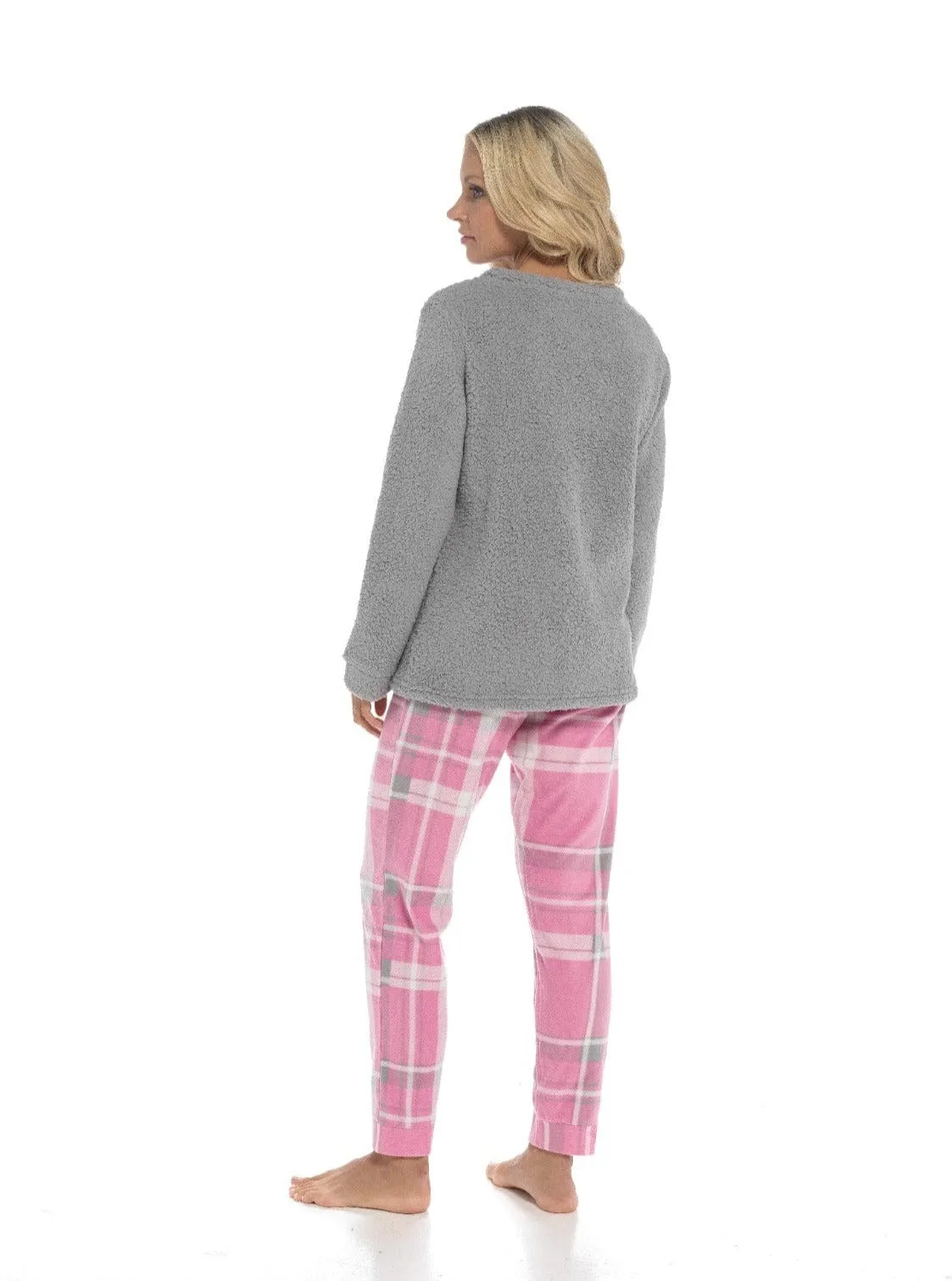 Ladies Ultra-Soft Polar Bear Print Fleece Pyjama Set with Elasticated Bottoms Warm Cosy Loungewear for Women Multiple Sizes Available by Daisy Dreamer