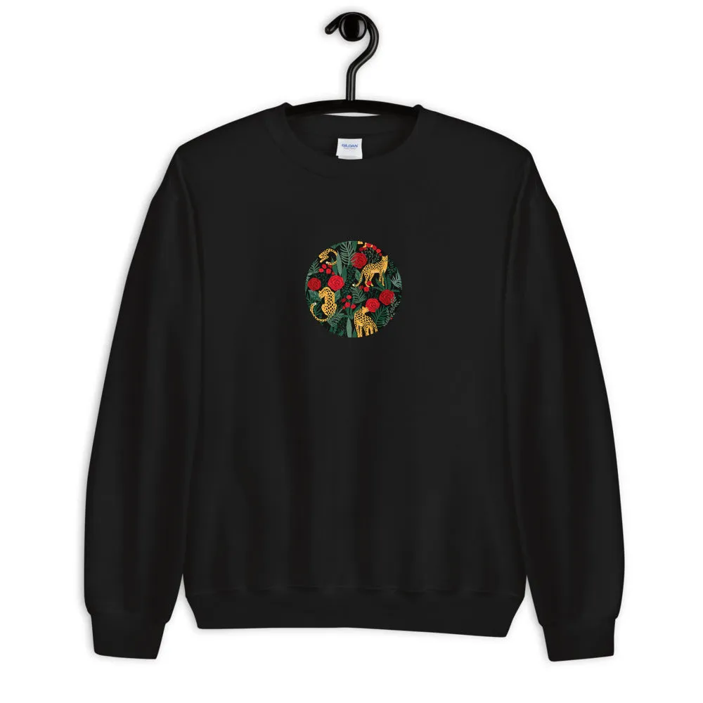 Leopard and Roses Sweatshirt in Black