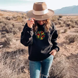 Leopard and Roses Sweatshirt in Black