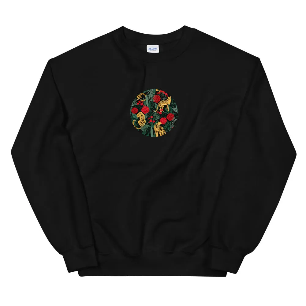 Leopard and Roses Sweatshirt in Black