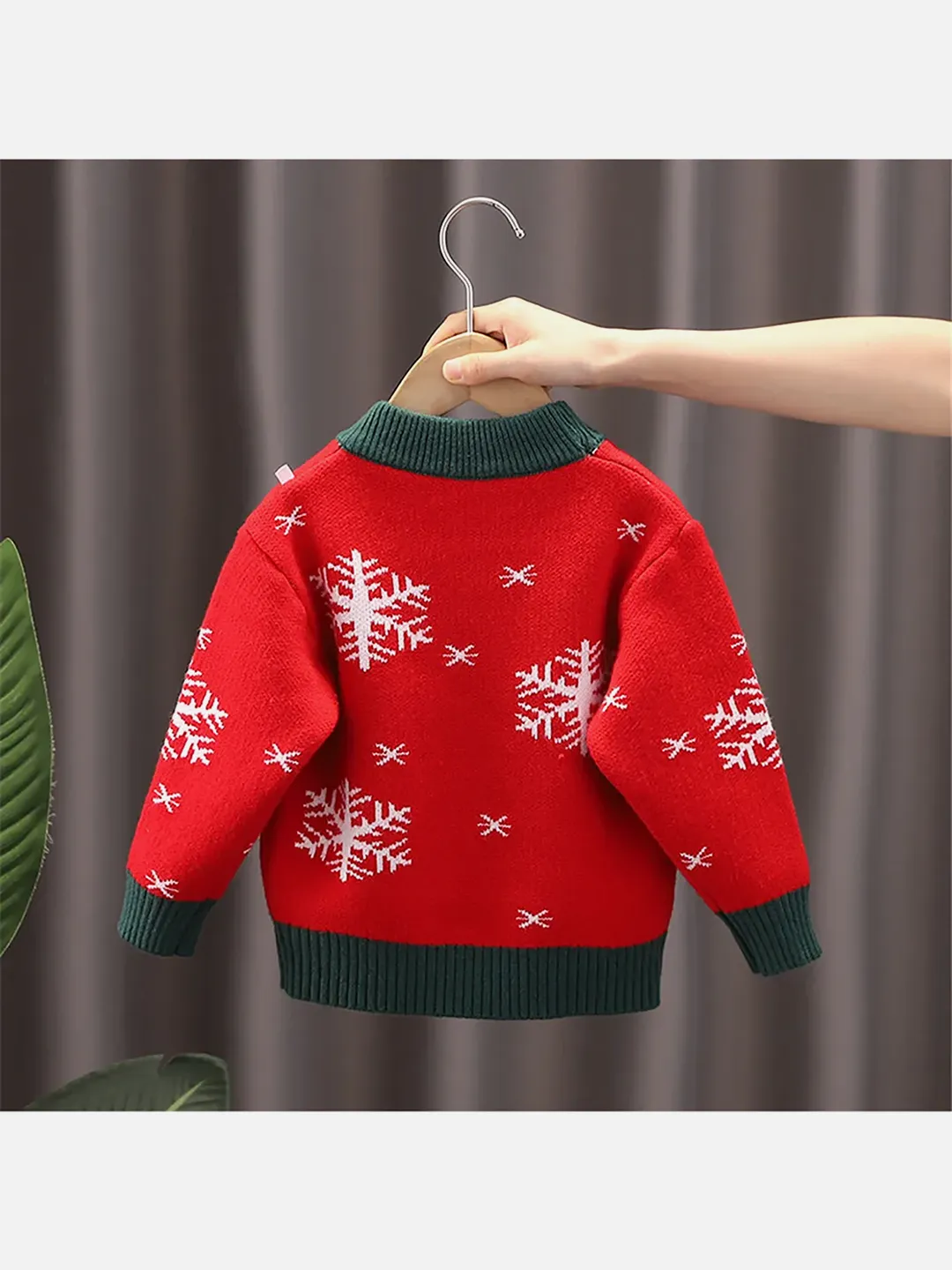 Little Surprise Box Red Flakes Reindeer Warmer Cardigan & Christmas Sweater for Kids-2-3Y