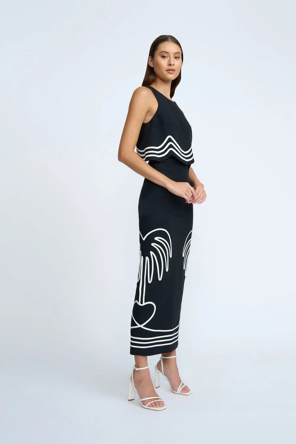 Love Palm Midi Skirt | Final Sale - Black Ivory