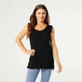 Maeve Ruffle Cap Sleeve Tank - Black