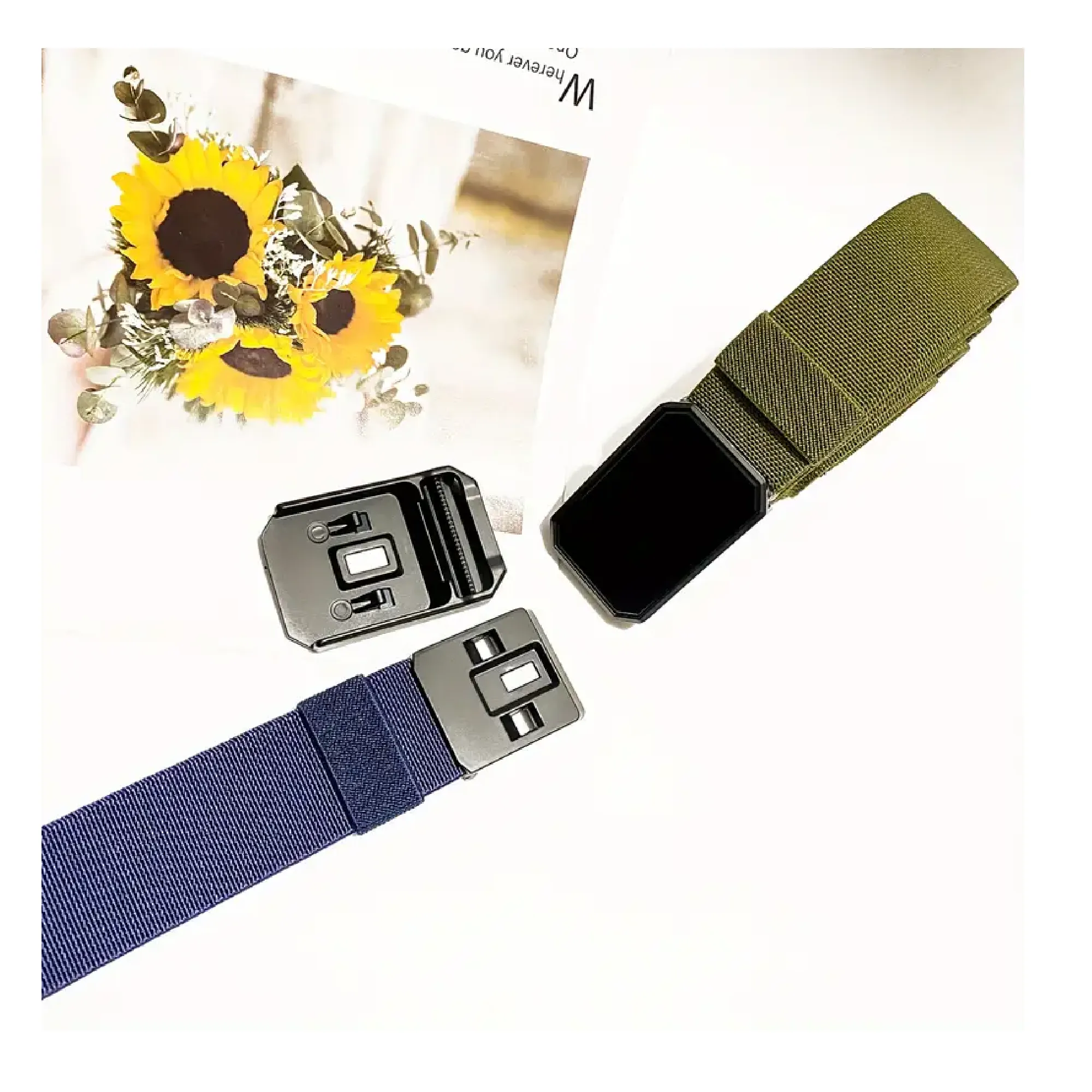 Magnetic Casual Elastic Canvas Belt, Outdoor Military Training Belt, Elastic Woven Belt