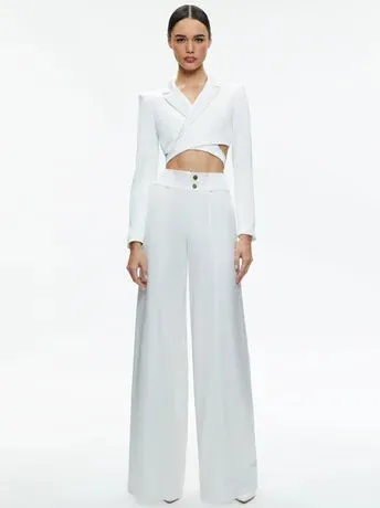 Mame Highrise Wide Leg Pant in Off White