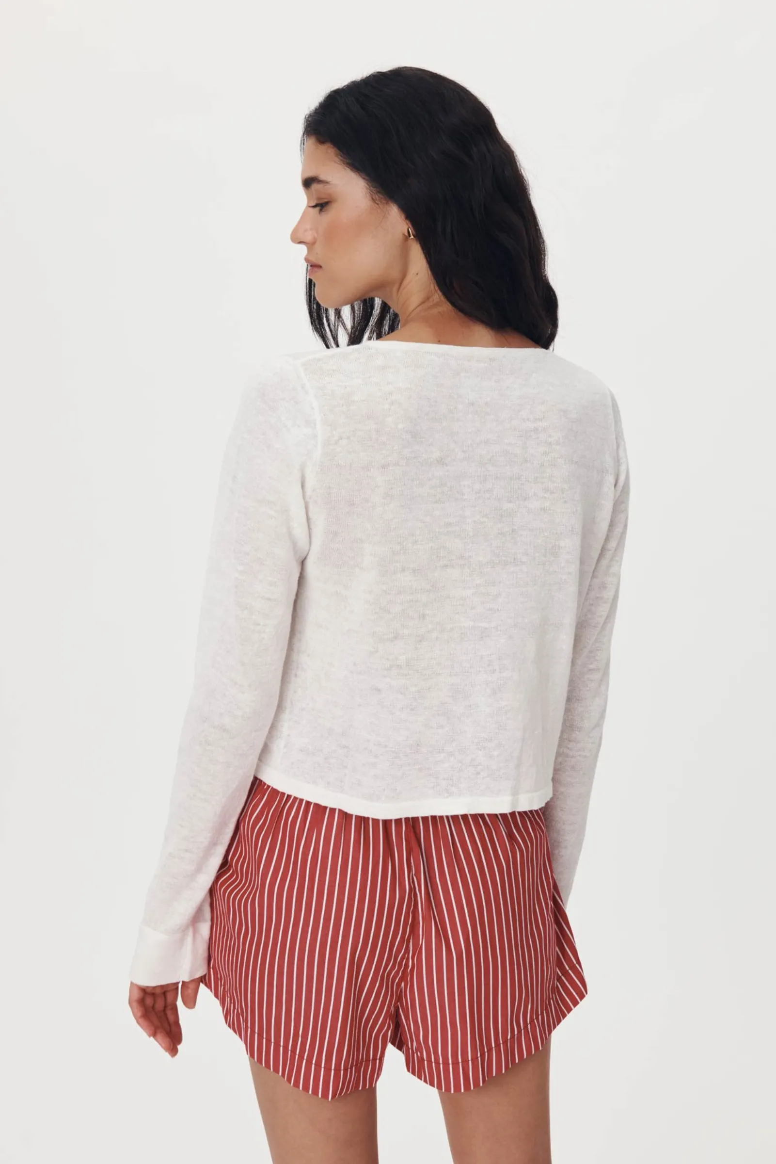 Marcia Bow Cardigan Top - Bone