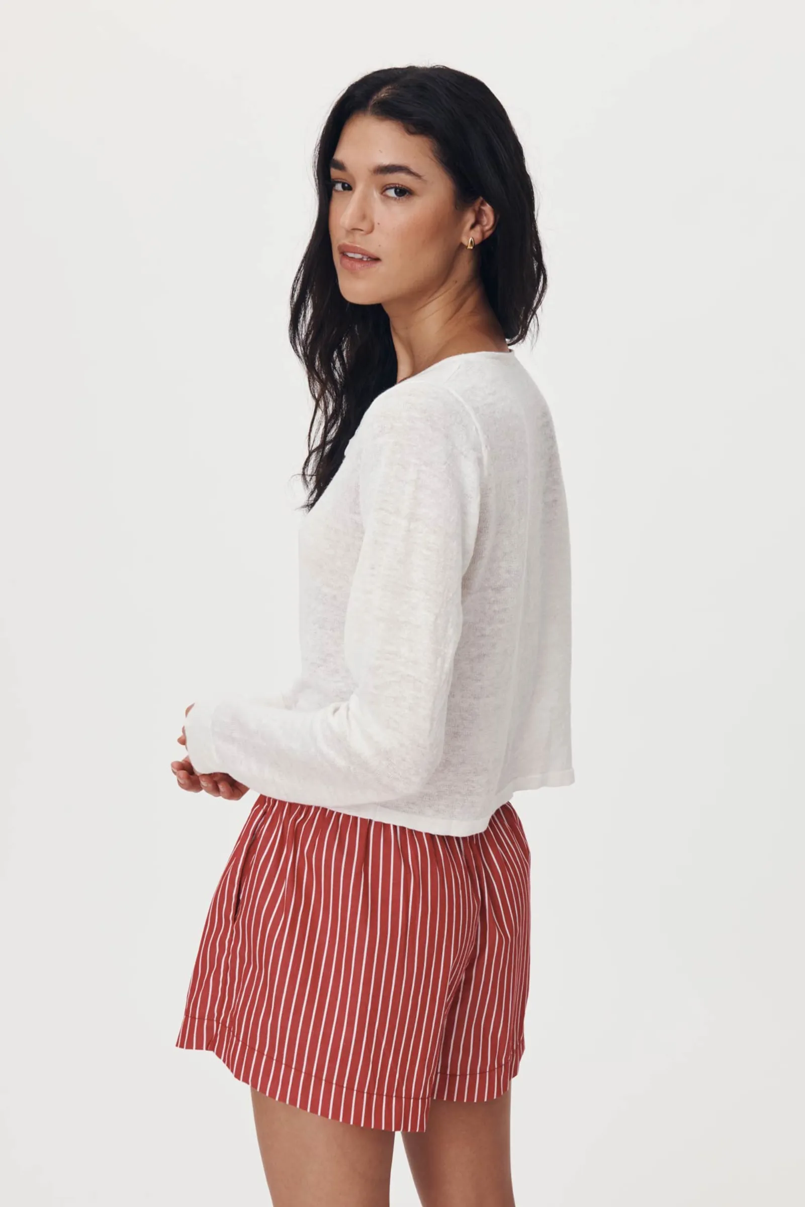 Marcia Bow Cardigan Top - Bone