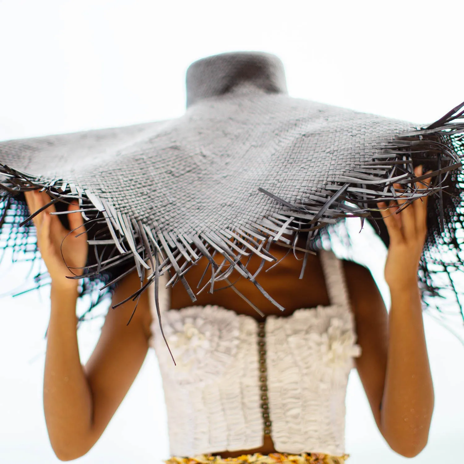 MARIGOLD Hand-Embroidered Ribbon Bustier Top in White