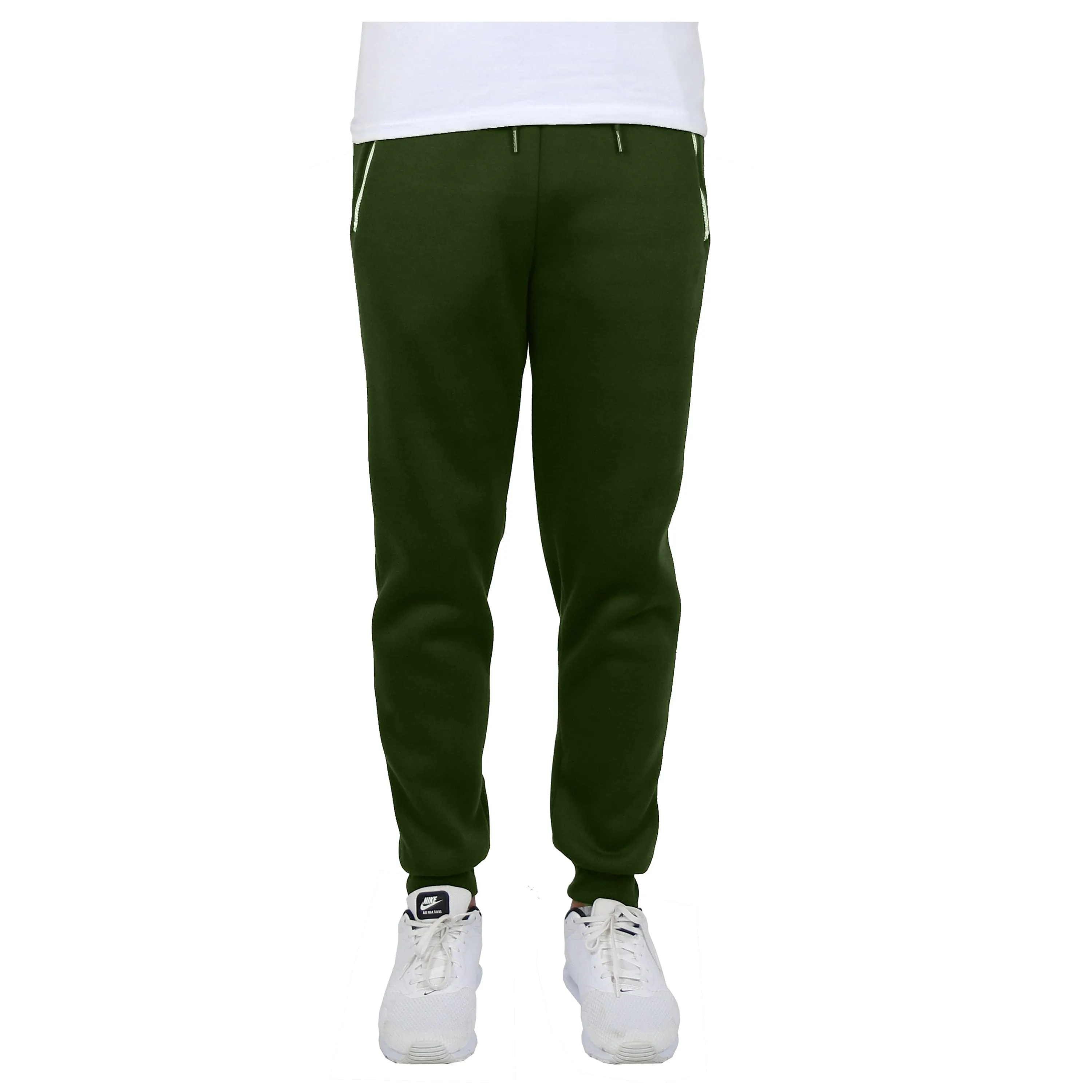 Men's Fleece Joggers with Contrast Zippers