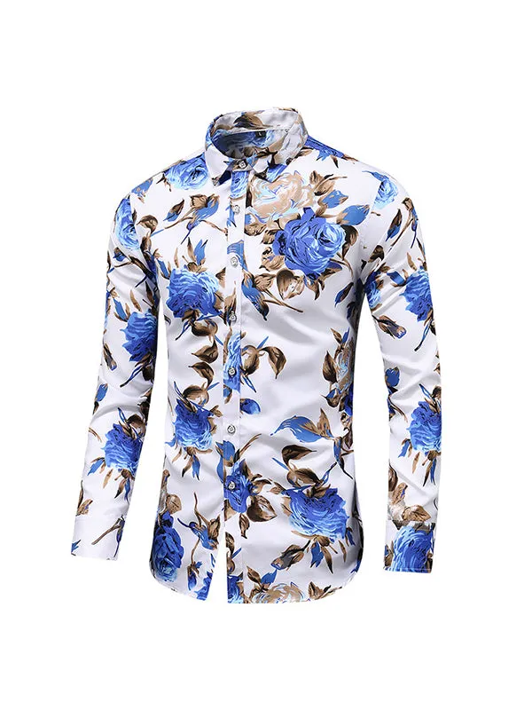 Men's Floral Rose Long Sleeve Shirt