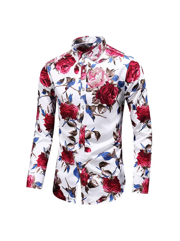 Men's Floral Rose Long Sleeve Shirt