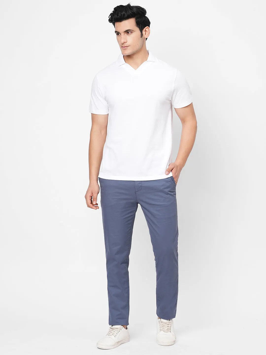 Men's Lblue Cotton Lycra Slim Fit Pant