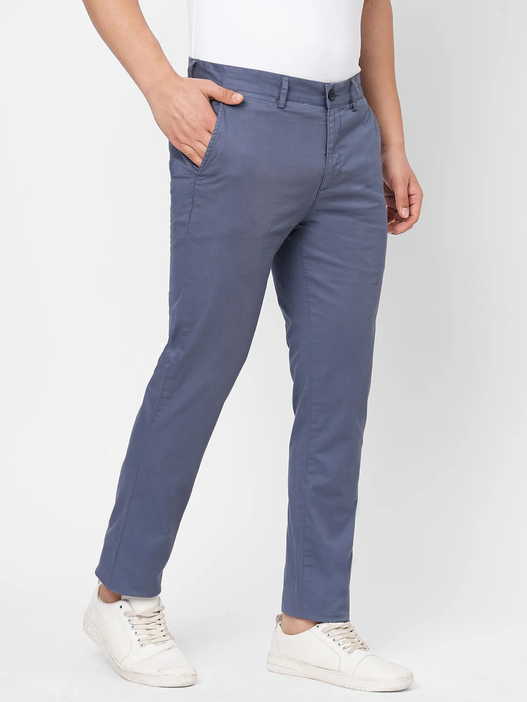 Men's Lblue Cotton Lycra Slim Fit Pant