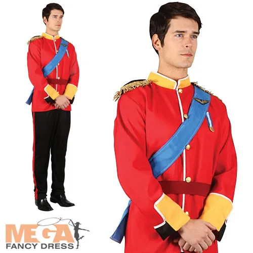 Mens Prince William Royal Fairytale Military Uniform British Fancy Dress Costume