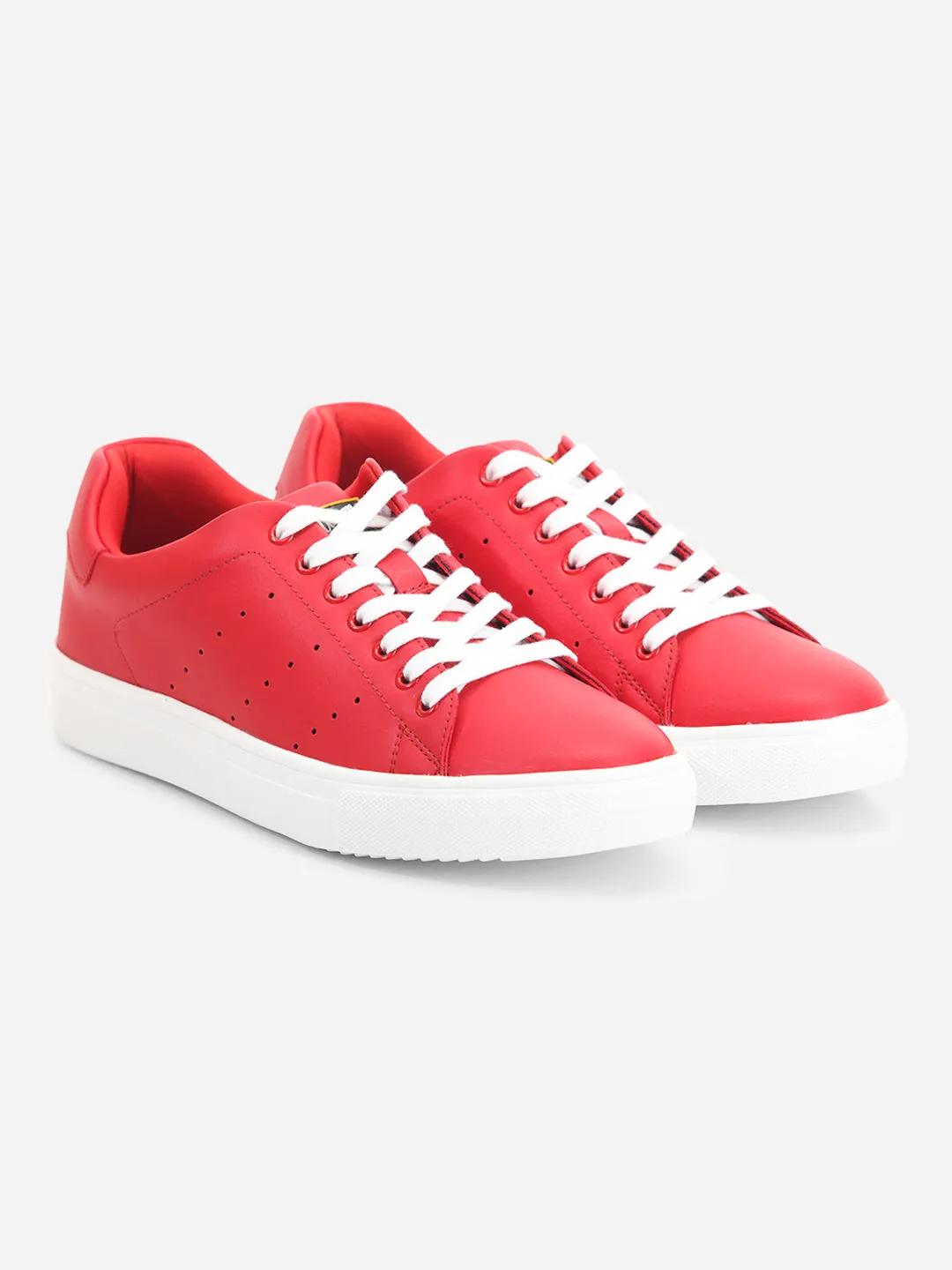 Men's Red Soft Textured Lace Up Sneaker (ID3075)