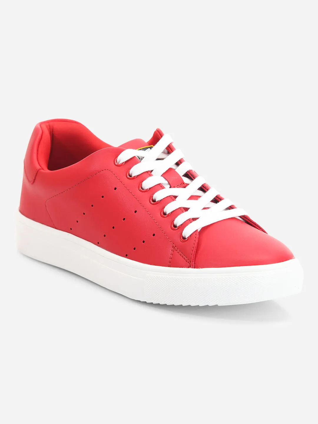 Men's Red Soft Textured Lace Up Sneaker (ID3075)