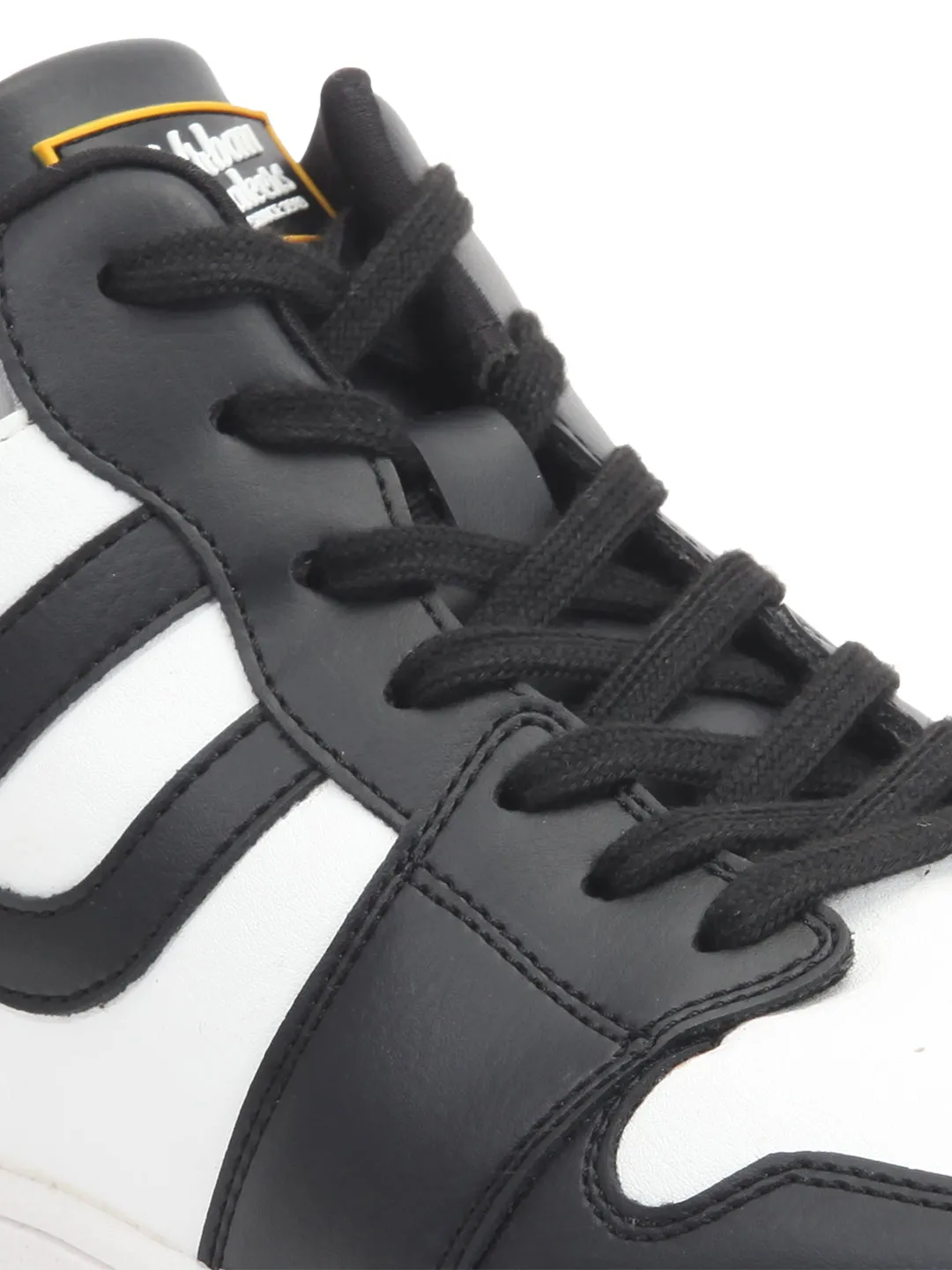 Men's White Black Lace Up Mid Ankle Sneaker (ID3071)