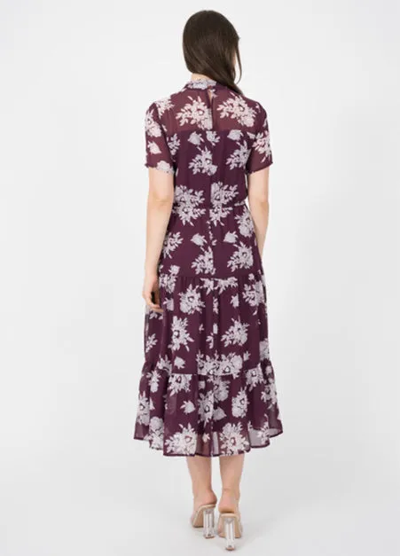 Merlot Floral Midi Dress