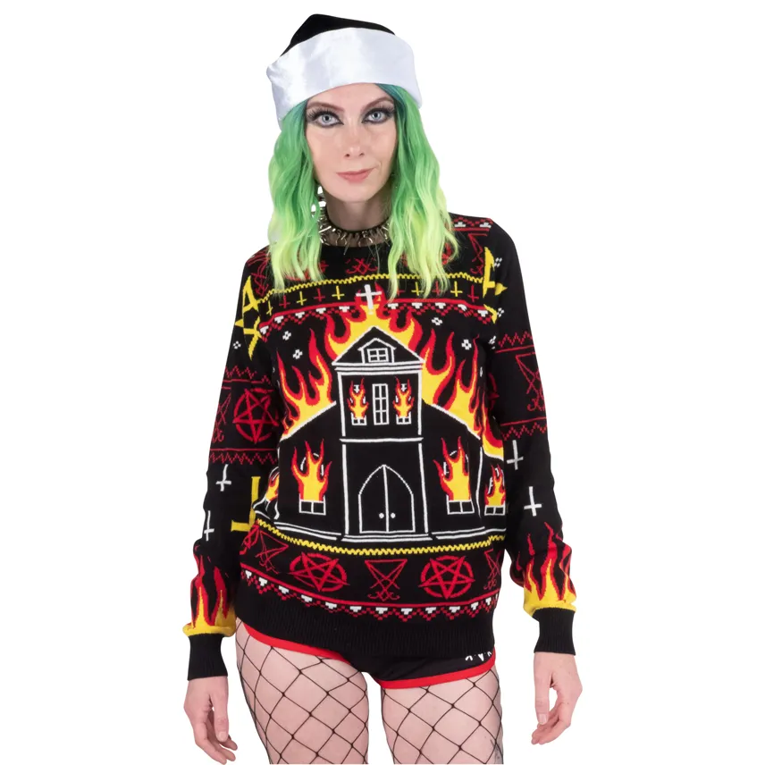 Metal Church Fire Knit Christmas Sweater