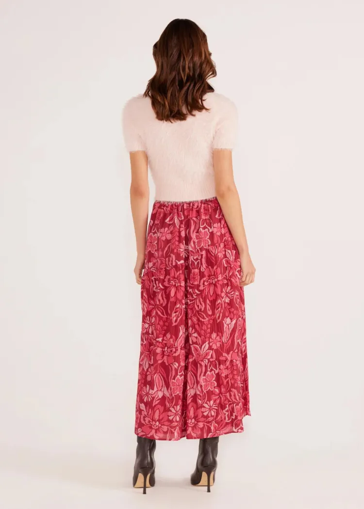 MinkPink Mae Tiered Skirt Plum Floral