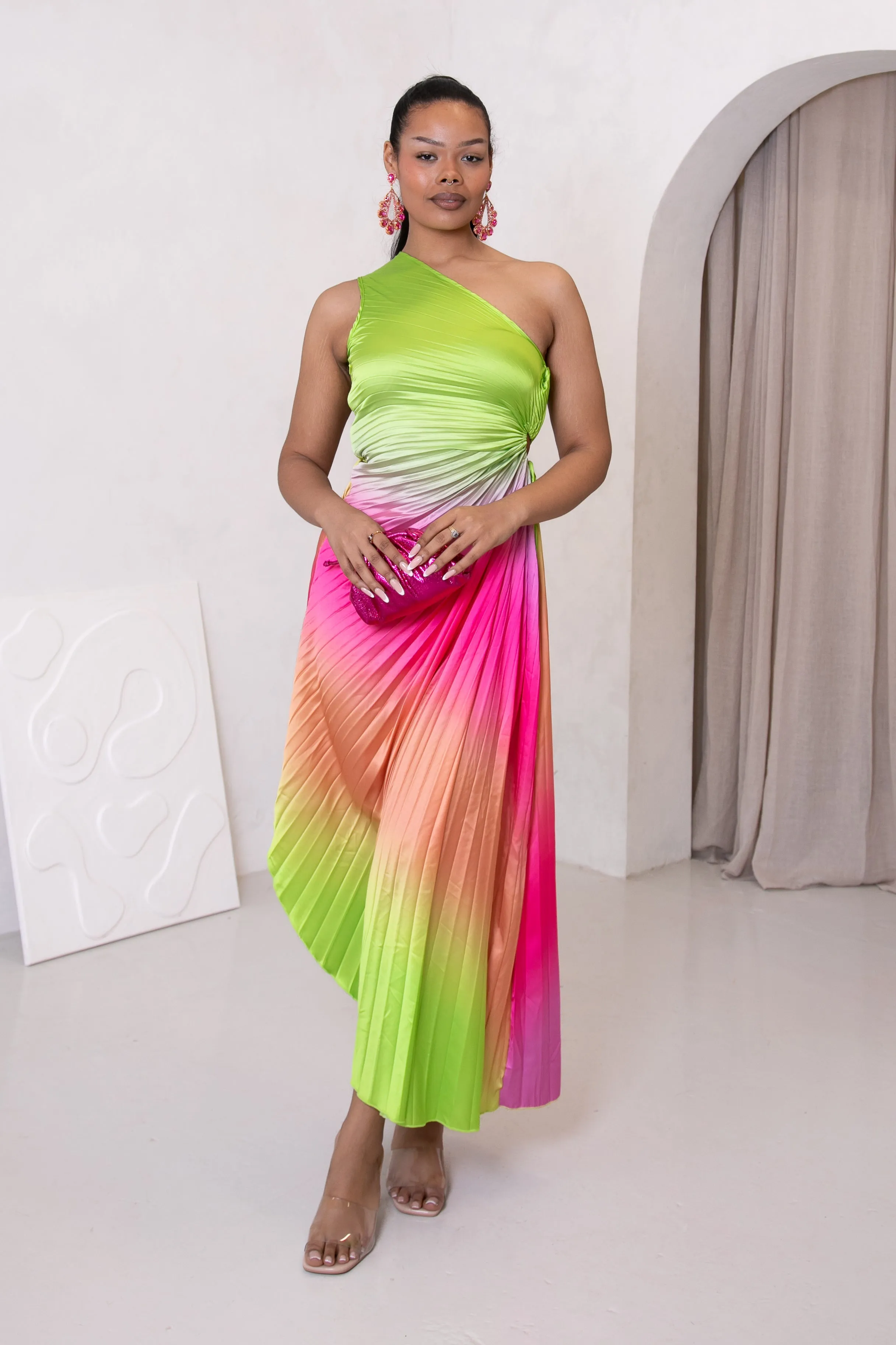 MISHA OMBRE PLEATED DRESS