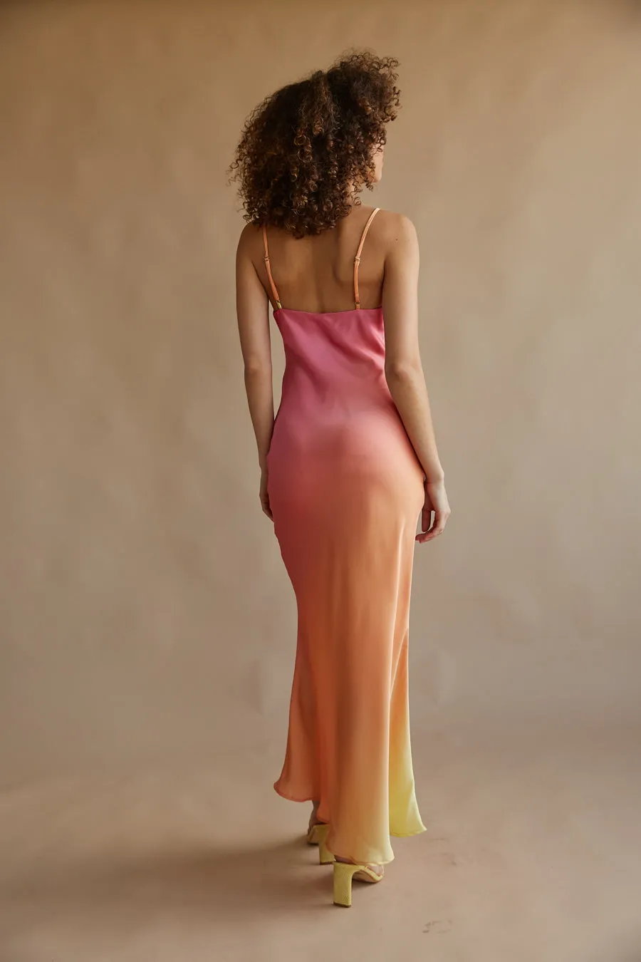 Moana Sunset Satin Maxi Dress