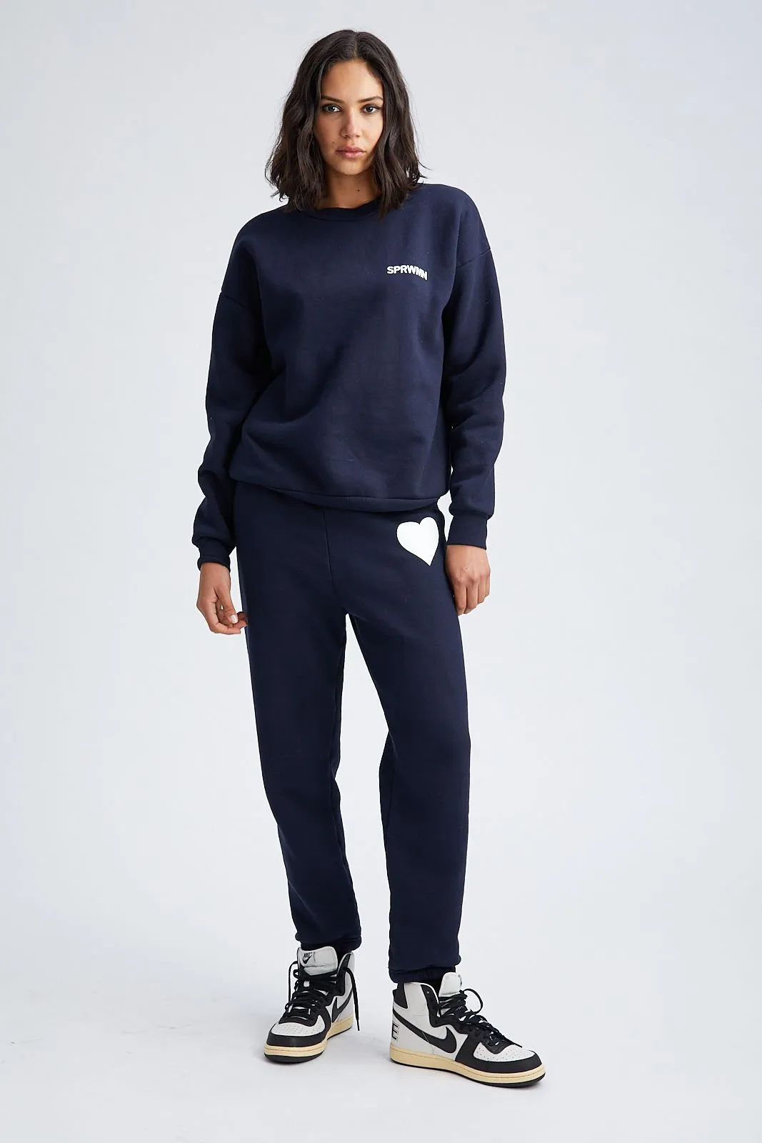 Navy Cotton Logo Sweatshirt