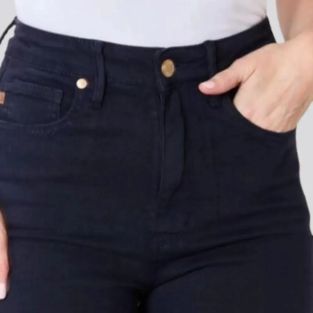 Navy monochrome jean shorts for women