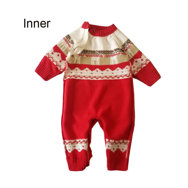 Newborn Baby Christmas Sweater Jumpsuit Toddler Reindeer Long Sleeve Knit Romper