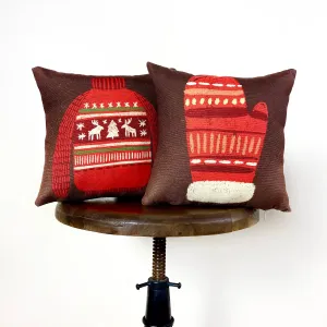 Nordic Sweater and Mitten Throw Pillow Cover | 10x10 | Christmas tree | Christmas Gifts | Room Decor | Mom Gift | Aaesthetic Room Decor