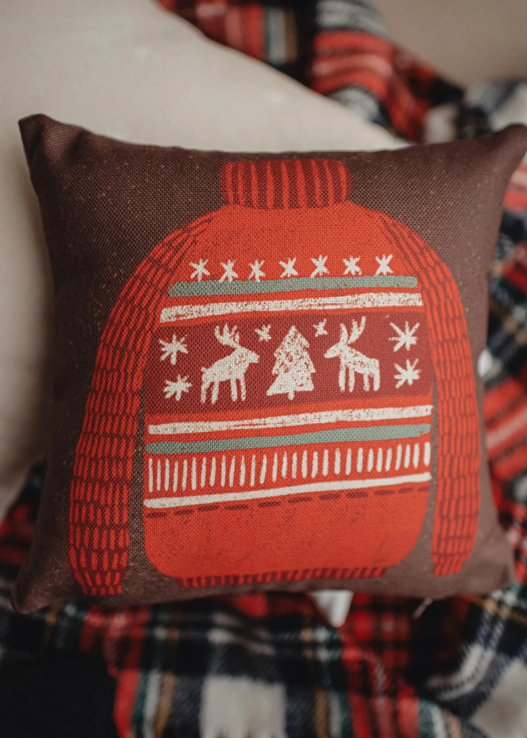 Nordic Sweater and Mitten Throw Pillow Cover | 10x10 | Christmas tree | Christmas Gifts | Room Decor | Mom Gift | Aaesthetic Room Decor