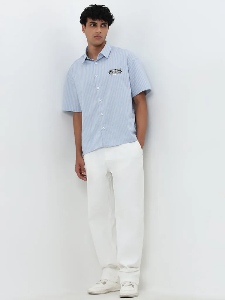 Nuon Off-White Straight-Fit Mid-Rise Cotton Blend Trousers