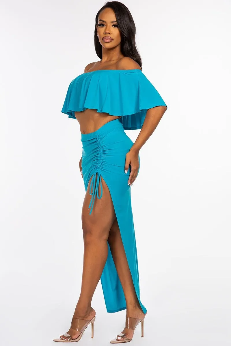 OFF SHOULDER TWO PIECE MAXI SET