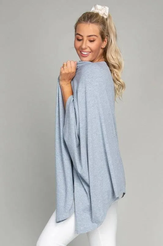 Oversized Batwing Sleeve Open Cardigan