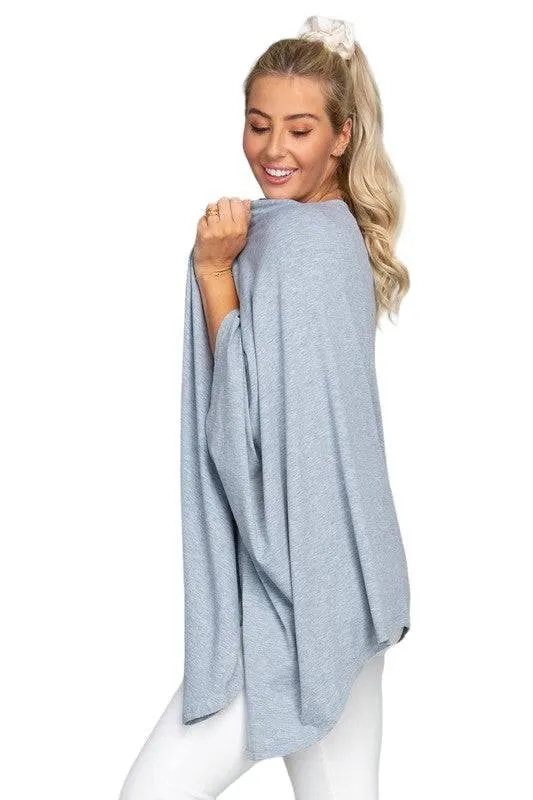 Oversized Batwing Sleeve Open Cardigan